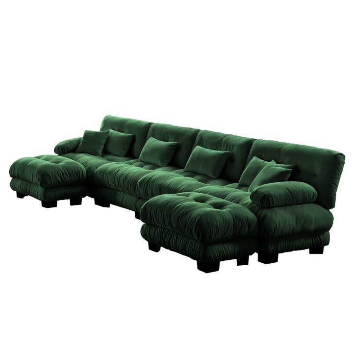 39F Inc. - Wholesale Sofa - Modular U-Shaped 4-Seat Green Chenille Sectional Sofa10
