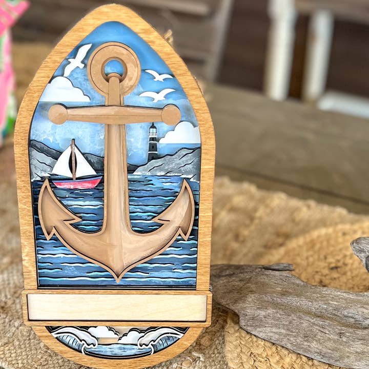 Skiktad Ankar Anpassad Handmålad Heminredningsskylt för wholesale av OBX Prep