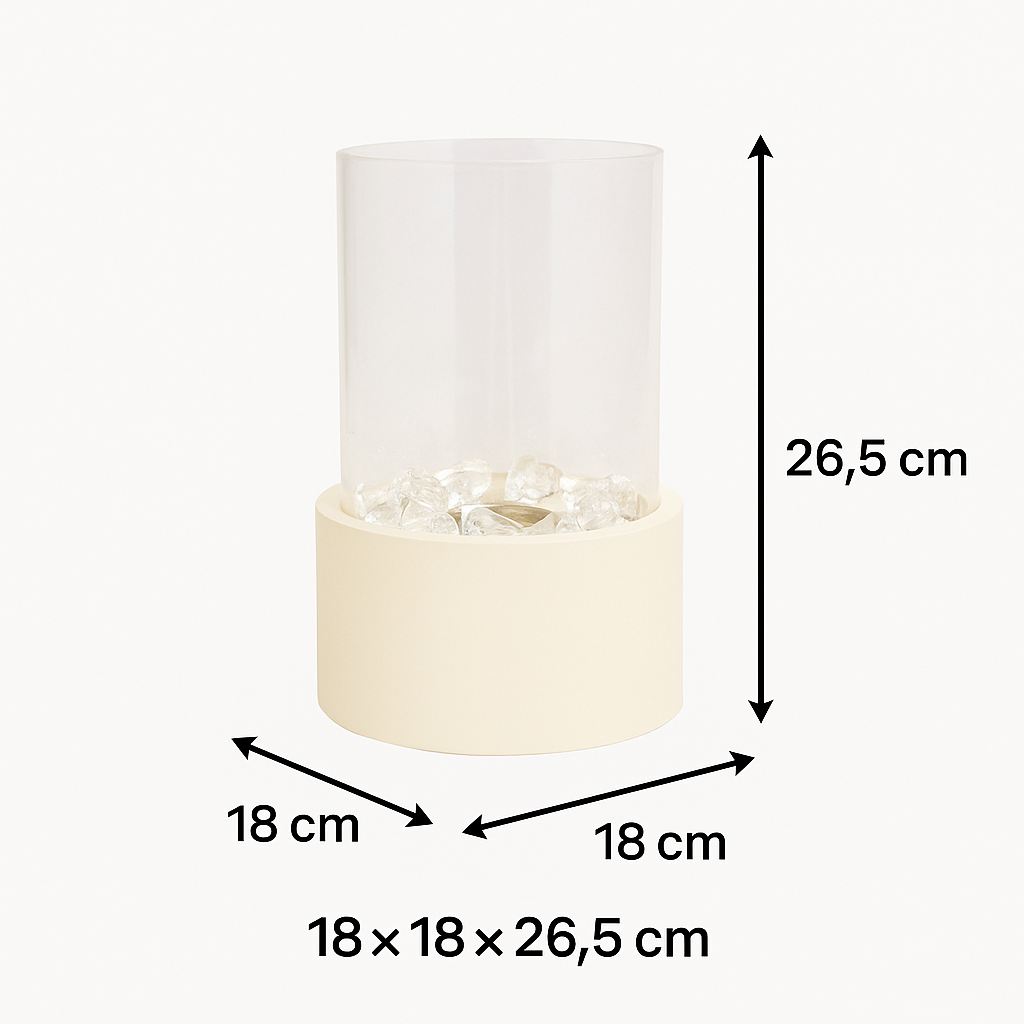 Housevitamin bv - Wholesale Flameless Candle - Table Burner - Round - Metal/Glass - Sand - 21x21x28cm3