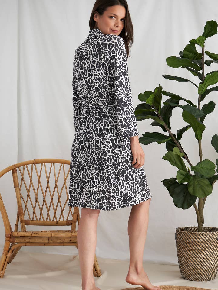 Bamboo Kimono Robe in Luxe Leopard Print for wholesale on Faire