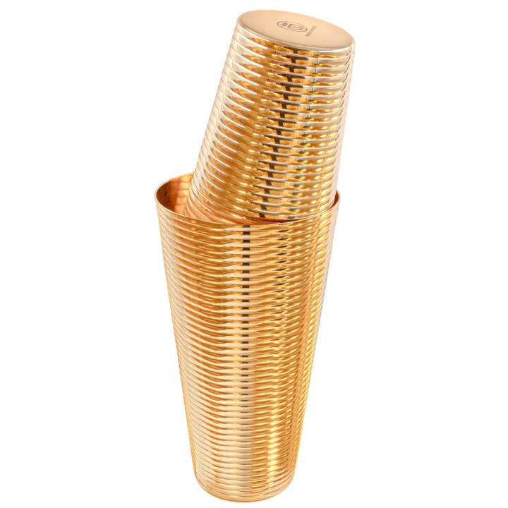 24K Gold Fluted 3-Piece Cocktail Shaker Set for wholesale by Prince of Scots