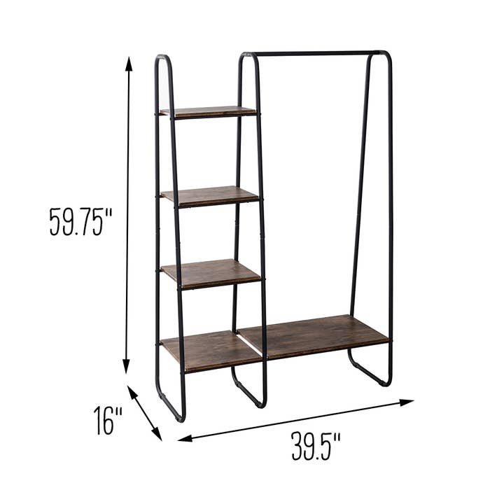 Honey-Can-Do - Wholesale Coat Rack - Freestanding Metal Clothing Rack with Wood Shelves