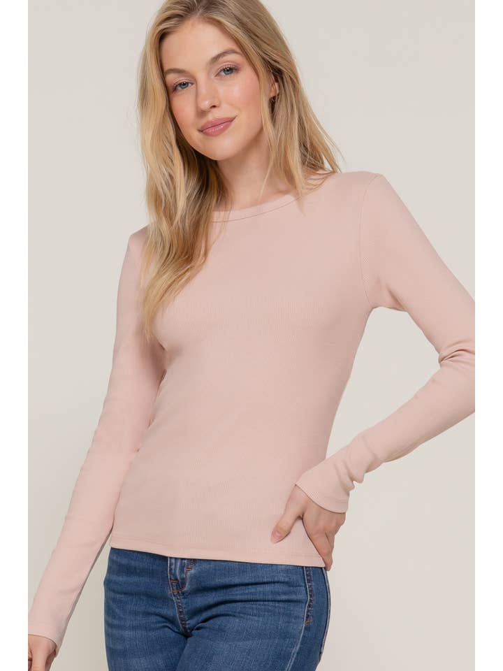 Active Basic | Active USA - Wholesale Knit Top - Women's - Long Sleeve Crew Knit Rib Tee