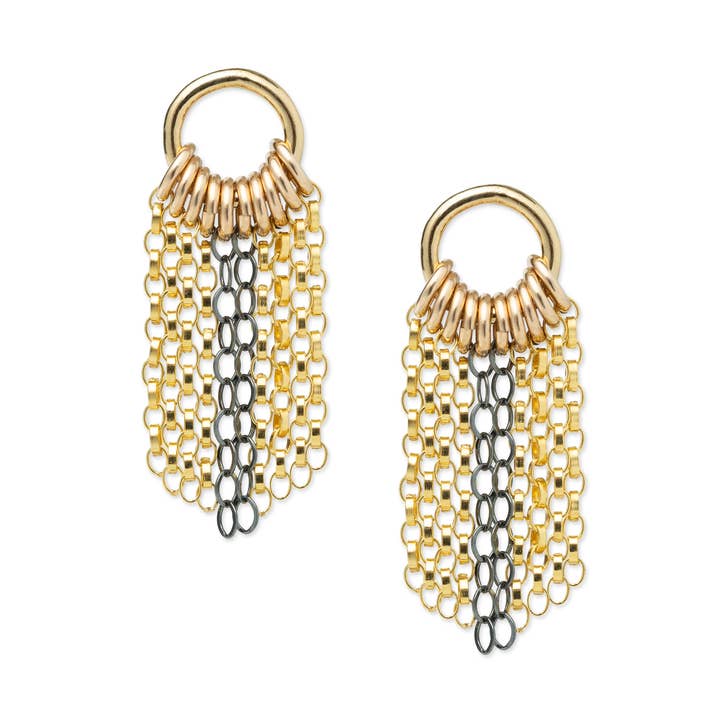 GEN GOLD fringe post earrings for wholesale by Kate Winternitz Jewelry