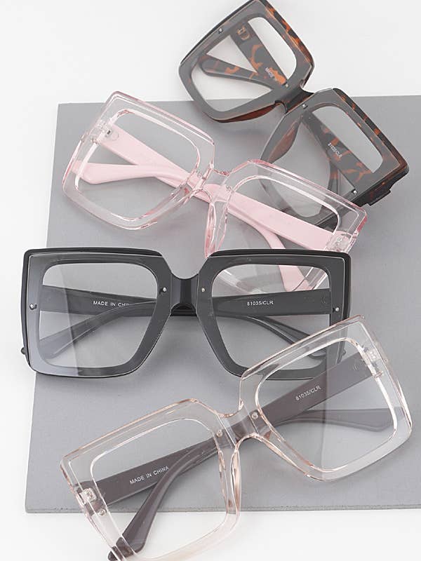 Lunettes optiques à monture carrée transparente pour la vente par Shop Neighbors