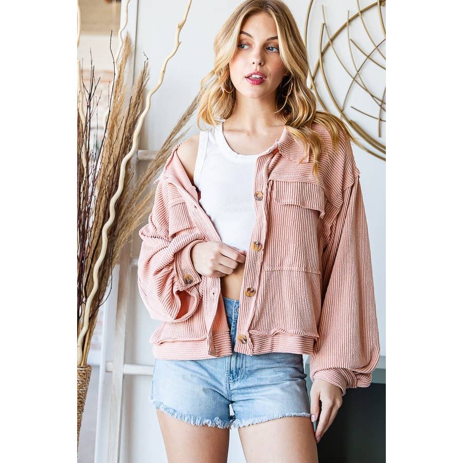 Reborn J - Wholesale Shirt Jacket/Shacket - Women's - CROP BUTTON JACKET WITH POCKET4