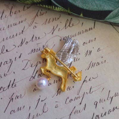 LanLivia - Wholesale Brooch - Versatile Angel Unicorn Brooch with Akoya Pearl1