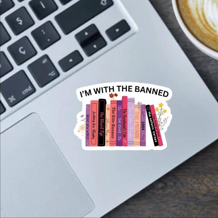 I'm With The Banned 2.5" Vinyl Sticker For Book Lovers for wholesale by Fable and Flame Co.