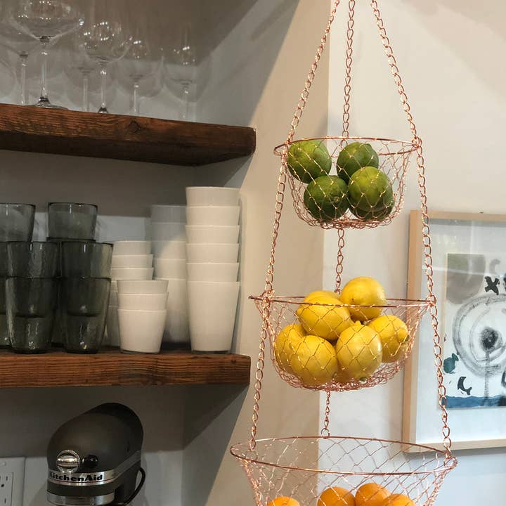 Fox Run Brands - Wholesale Fruit Basket - Fox Run Hanging Wire Baskets, Copper, 11" x 14.5"