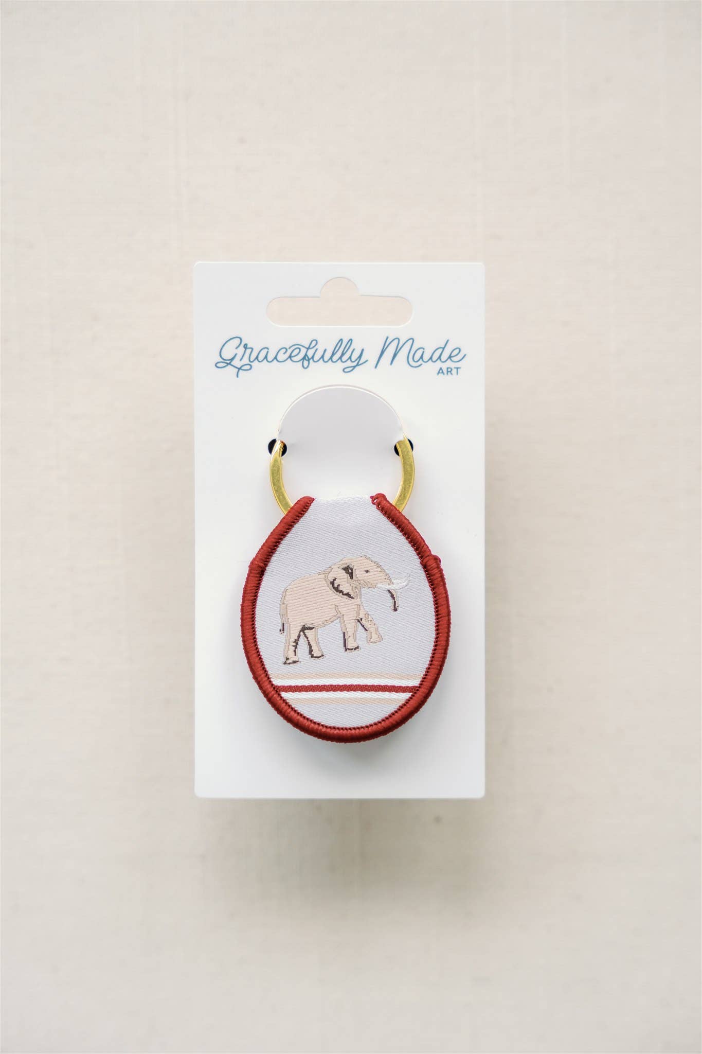 Gracefully Made Art - Wholesale Keychain - Unisex - University of Alabama Elephant Embroidered Keychain