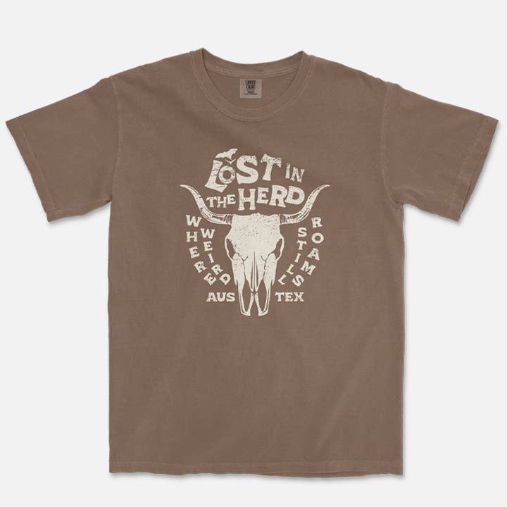 Espresso Lost in the Herd T-Shirt | Comfort Colors 1717 | Austin TX for wholesale on Faire0