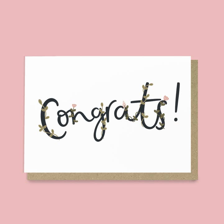 Congrats! Floral Congratulations Card for wholesale by Abbie Imagine