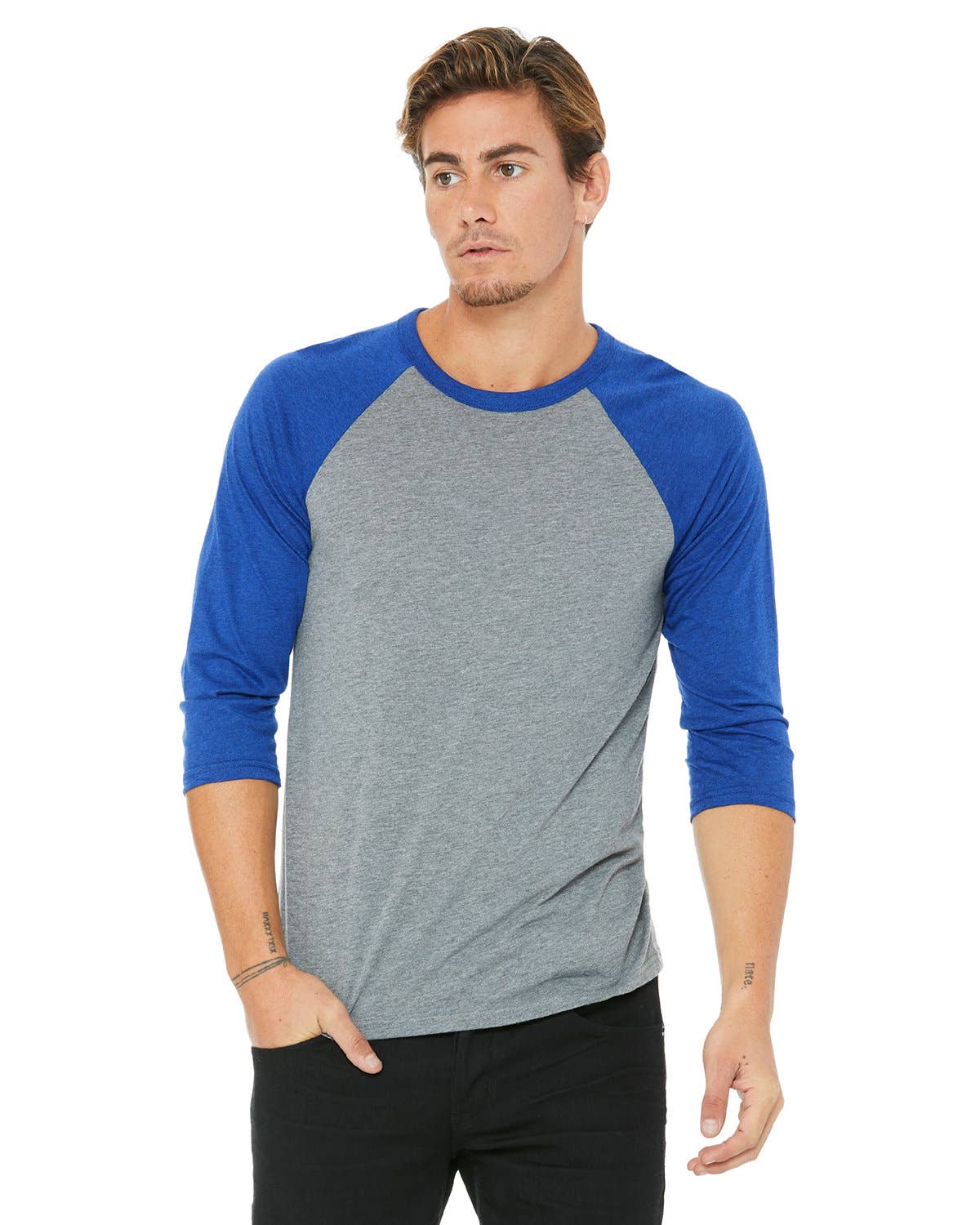 Total Apparel - Wholesale T-Shirt - Men's - Bella + Canvas 3200 - Unisex 3/4-Sleeve Baseball T-Shirt22