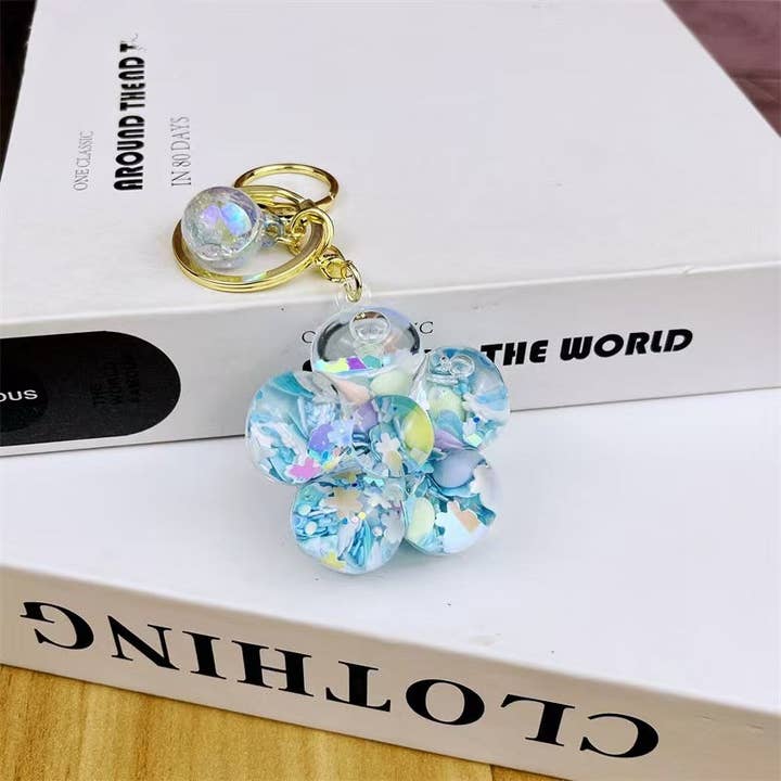 MINISUKI - Wholesale Keychain - Women's - Liquid Glitter Flower Keychain1