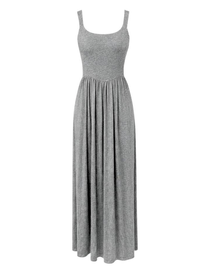 Abito maxi Dawn – Abito lungo senza maniche, fluente, grigio per la vendita all'ingrosso da parte di PRIV Collections