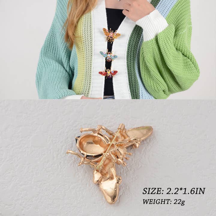 AK Brand – wholesale Brooch – Bee Brooch Pin Rhinestone Insect Flower Jewelry18