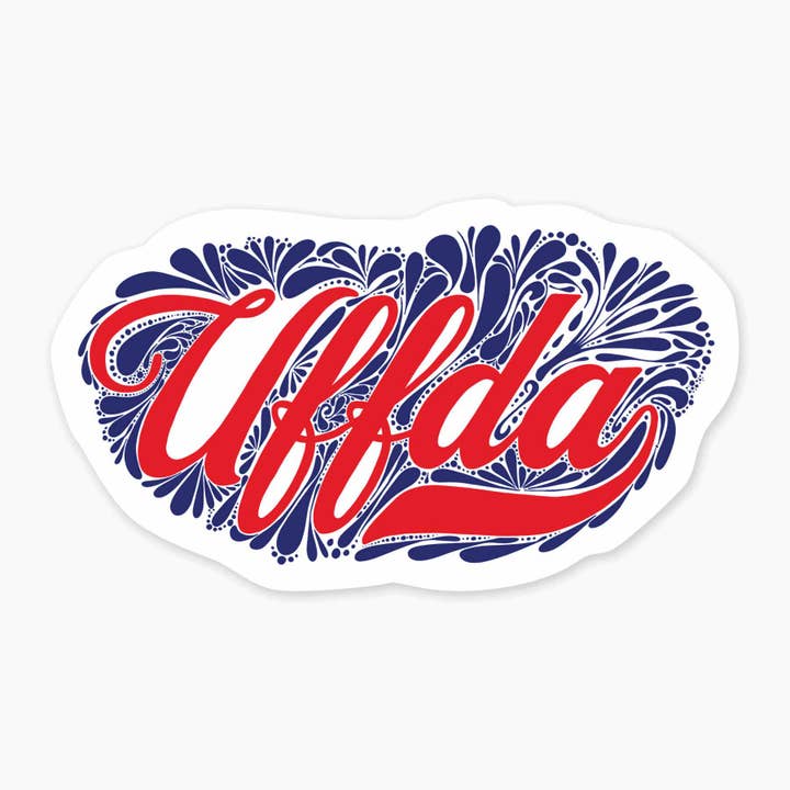 UFFDA - 3 ”konstklistermärke för wholesale av Nice Enough Stickers