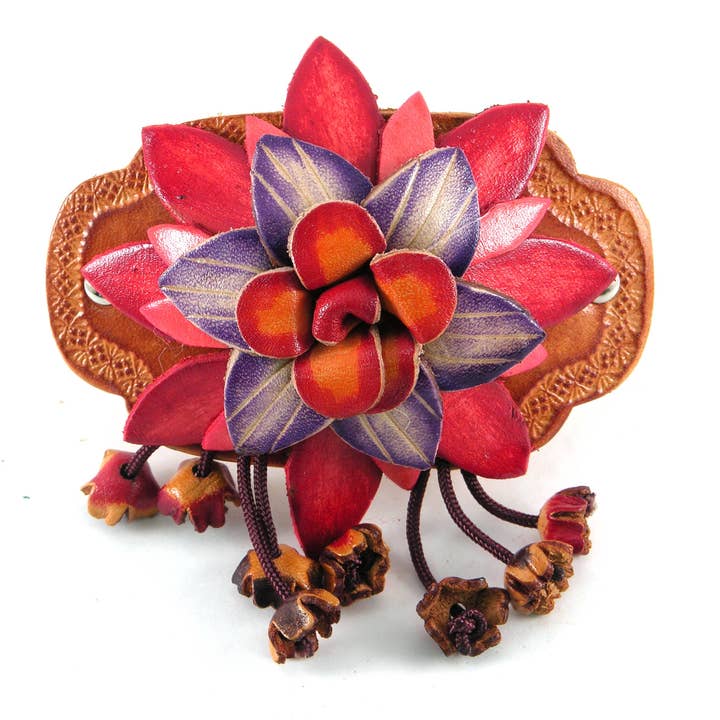 Sunflower Handmade leather inc - Wholesale Barrette - Women's - as0003-2 6 pcs woodstick and 6 pcs metal leather barrettes14