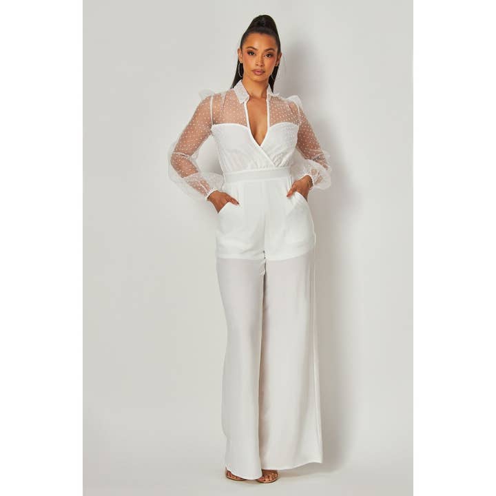 VIT SKIR ÄRMAD ELEGANT JUMPSUIT för wholesale på Faire3