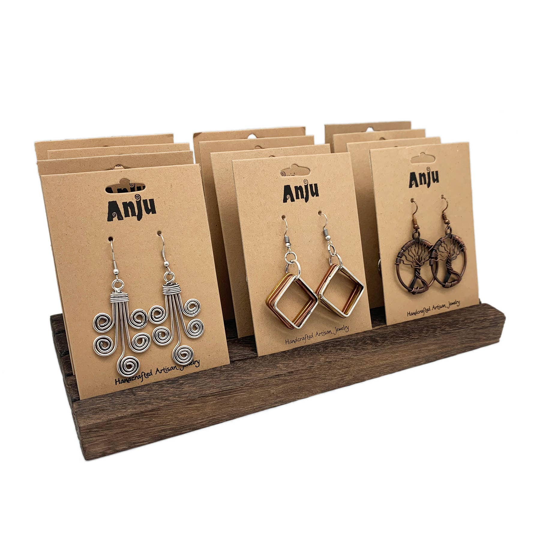 Anju Jewelry – Großhandel Schmuckständer & -display – Geschlitztes kardiertes Ohrring- oder Halsketten-Display — hält 12 Karten5
