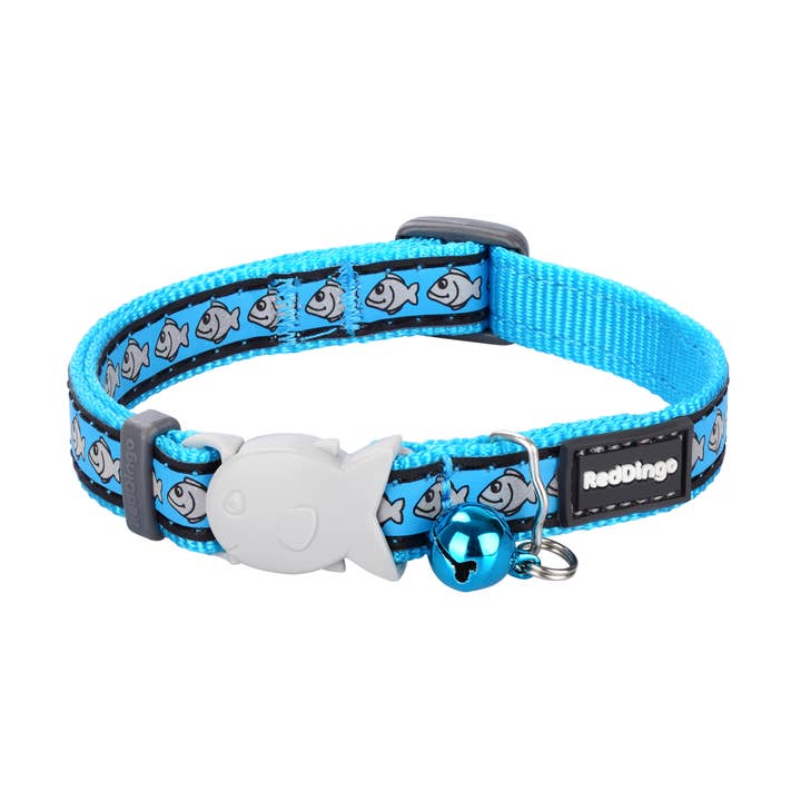 Cat Collar Reflective Fish Turquoise 12mm for wholesale by Red Dingo Australia