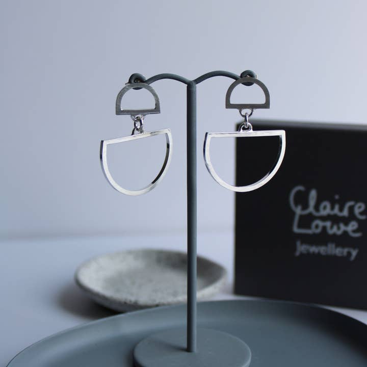 Arc Double Dangle Stud Earrings for wholesale by Claire Lowe Jewellery