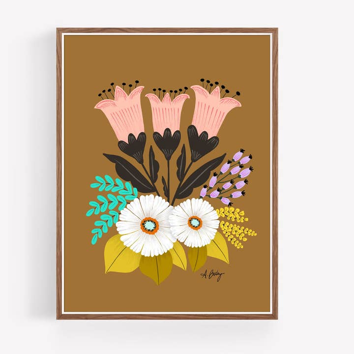 Midsummer Bouquet - floral illustration print for wholesale by Annie Bailey Art