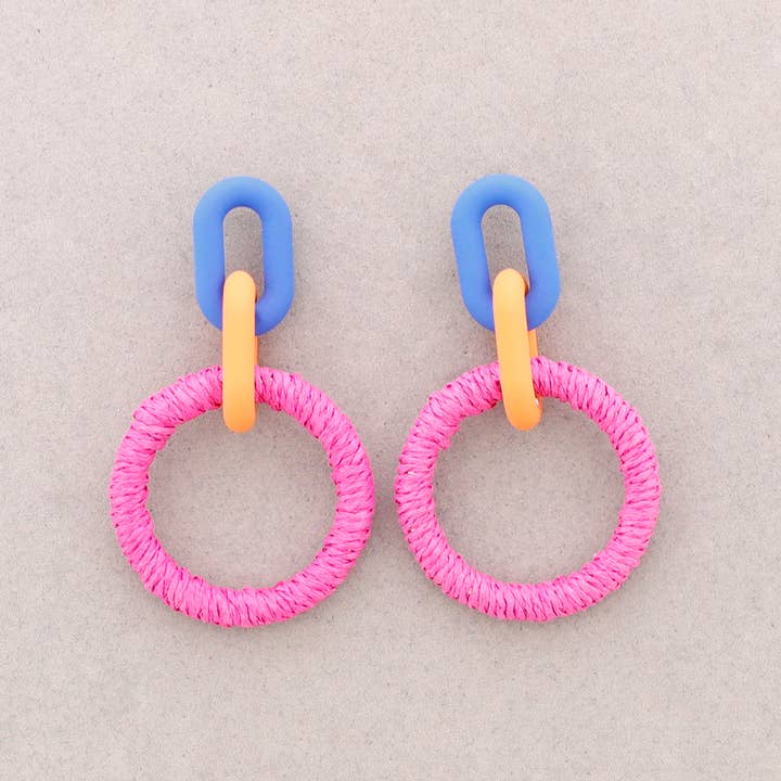 Sonata - Wholesale Hangende/ronde oorbellen - Elabones gekleurde oorbellen van raffia-hars6