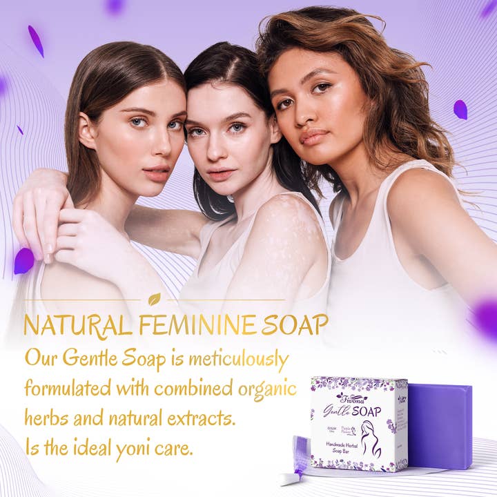 FIVONA - Wholesale Bar Soap - HERBAL FEMININE YONI SOAP WITH FOAM BAG PURPLE FLOWER 5.3OZ4