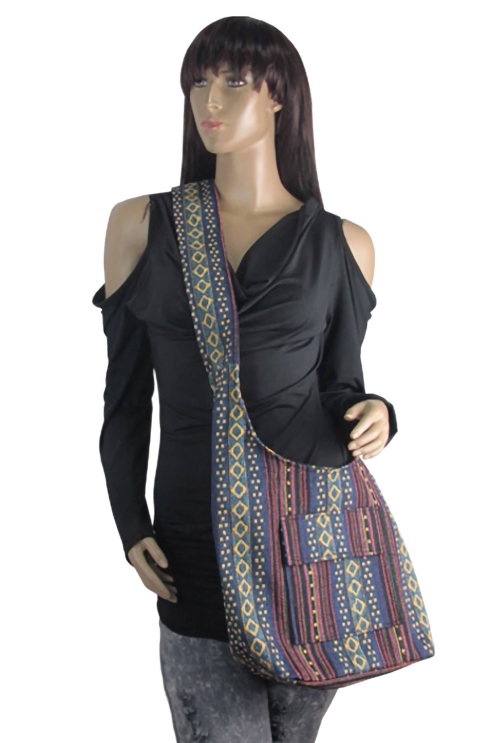 ASSORTITI Borsa Hobo in Tela con Cerniera Tribale Navajo Baja in vendita all'ingrosso su Faire1