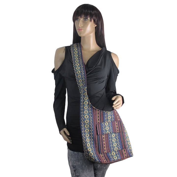 ASSORTED Navajo Baja Tribal Zipper Canvas Hobo Bag for wholesale on Faire1