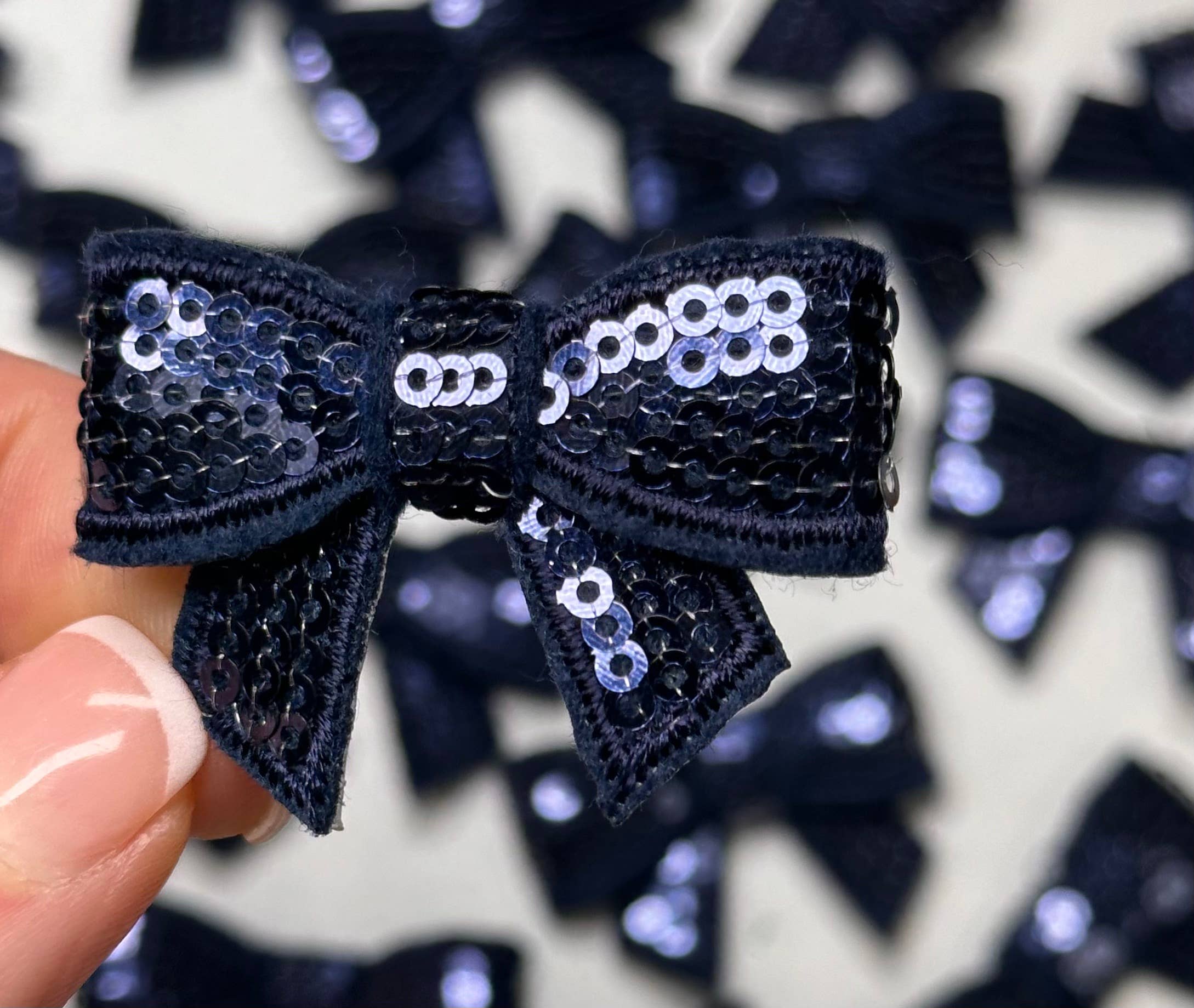 Aloe and Milk Boutique - Wholesale Hat Accessory - Women's - Sequin Bow Mini Patch, sequin patch, bow patch, cheer patch14