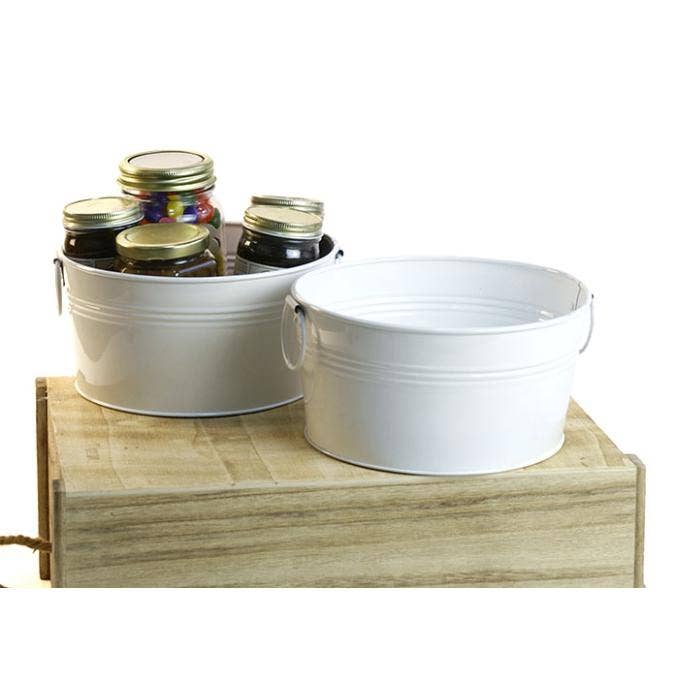 Buhi Imports - Wholesale Gift box - 8 inch Round Tin Tub in multiple finishes