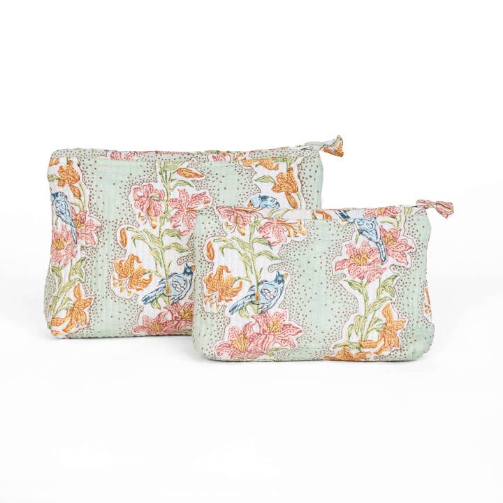 POCHETTE MATELASSÉE IMPRIMÉE À LA MAIN - MENTHE MEHER pour la vente par Craft Boat