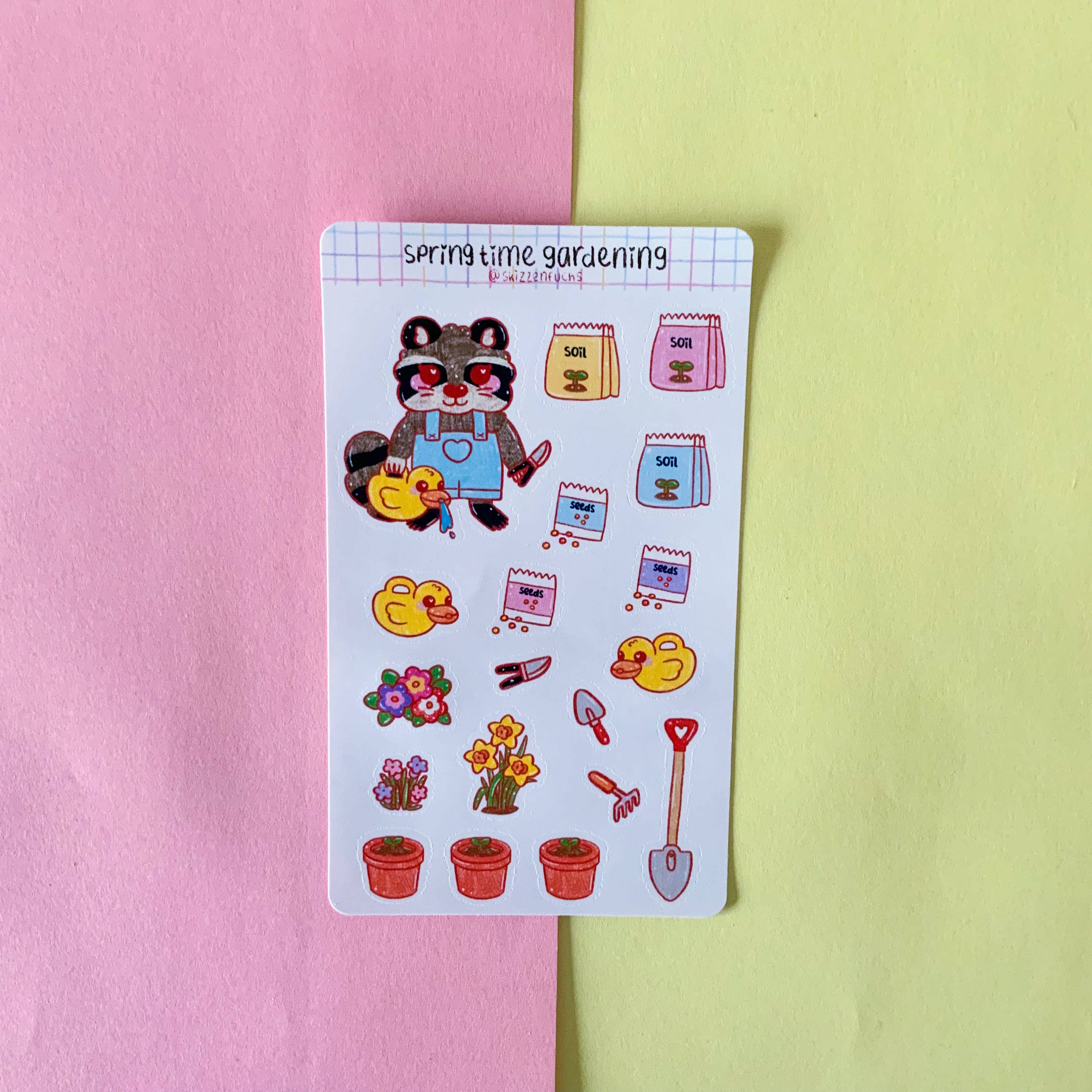 Skizzenfuchs – wholesale Sticker – Raccoon Spring Gardening Planner Stickers | Bandit Spring2