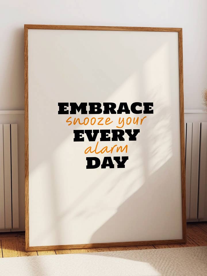 Impressão Engraçada Anti-Hustle: Adia o Teu Alarme - Impressão de Parede por atacado de Nono Problemo