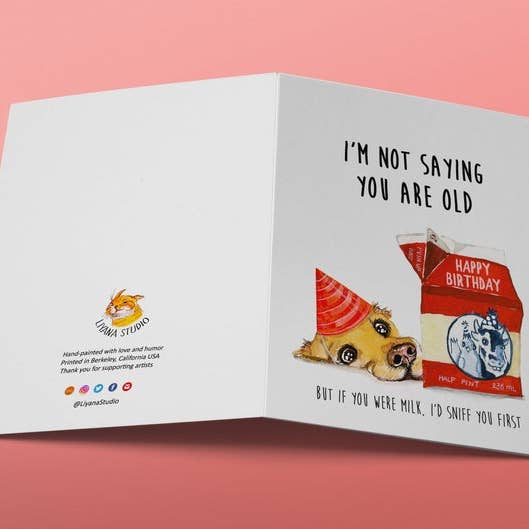 Liyana Studio - Wholesale Birthday Card - Old Milk Birthday - Funny Birthday Card