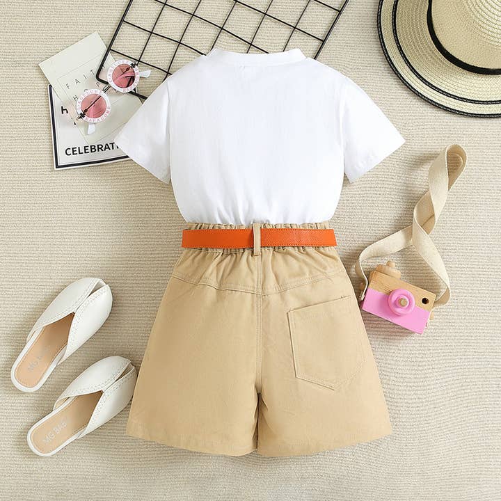 vit 9M-5Y Fågel Djurtryck Kortärmad T-shirt och Shorts Set Grossist Barnbutik Kläder för wholesale på Faire