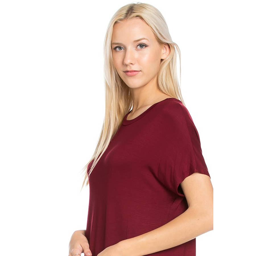 Azules Clothing - Wholesale Dress - Women's - ADM-8252RS Loose fit Crew Neck Hem Midi Dress35