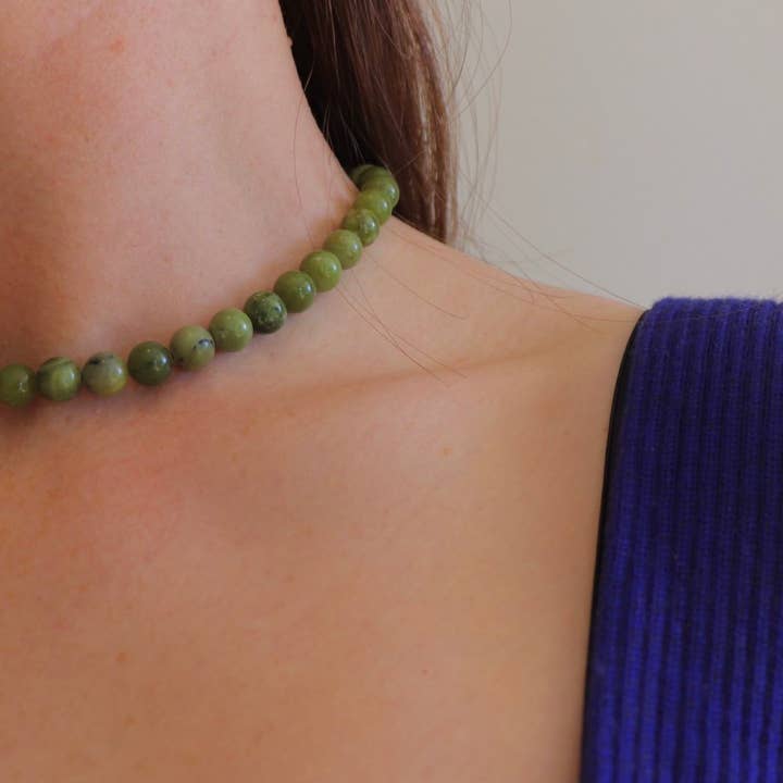 Ettori - Wholesale Beaded/pearl necklace - Peta Necklace // Emerald Green Beads2