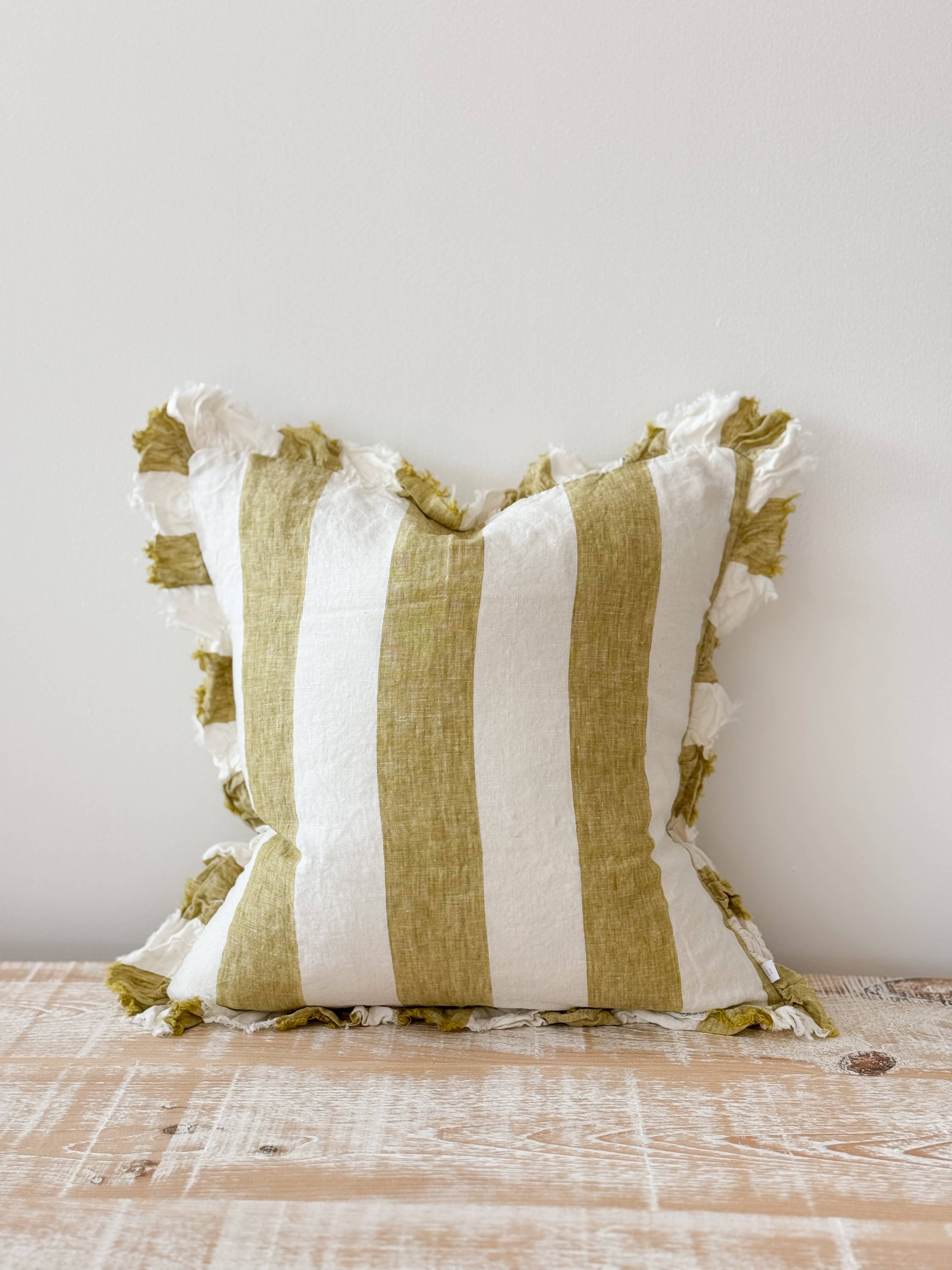 Ellenvale Trade - Wholesale Throw Pillow Cover - Hallie Light Olive Wide Stripe Cushion Cover, 45x45cm1