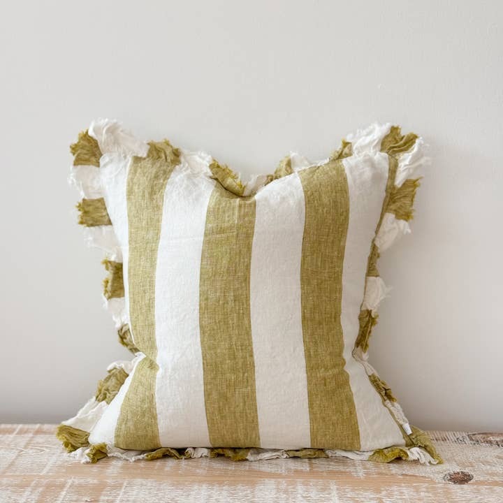 Ellenvale Trade - Wholesale Throw Pillow Cover - Hallie Light Olive Wide Stripe Cushion Cover, 45x45cm1