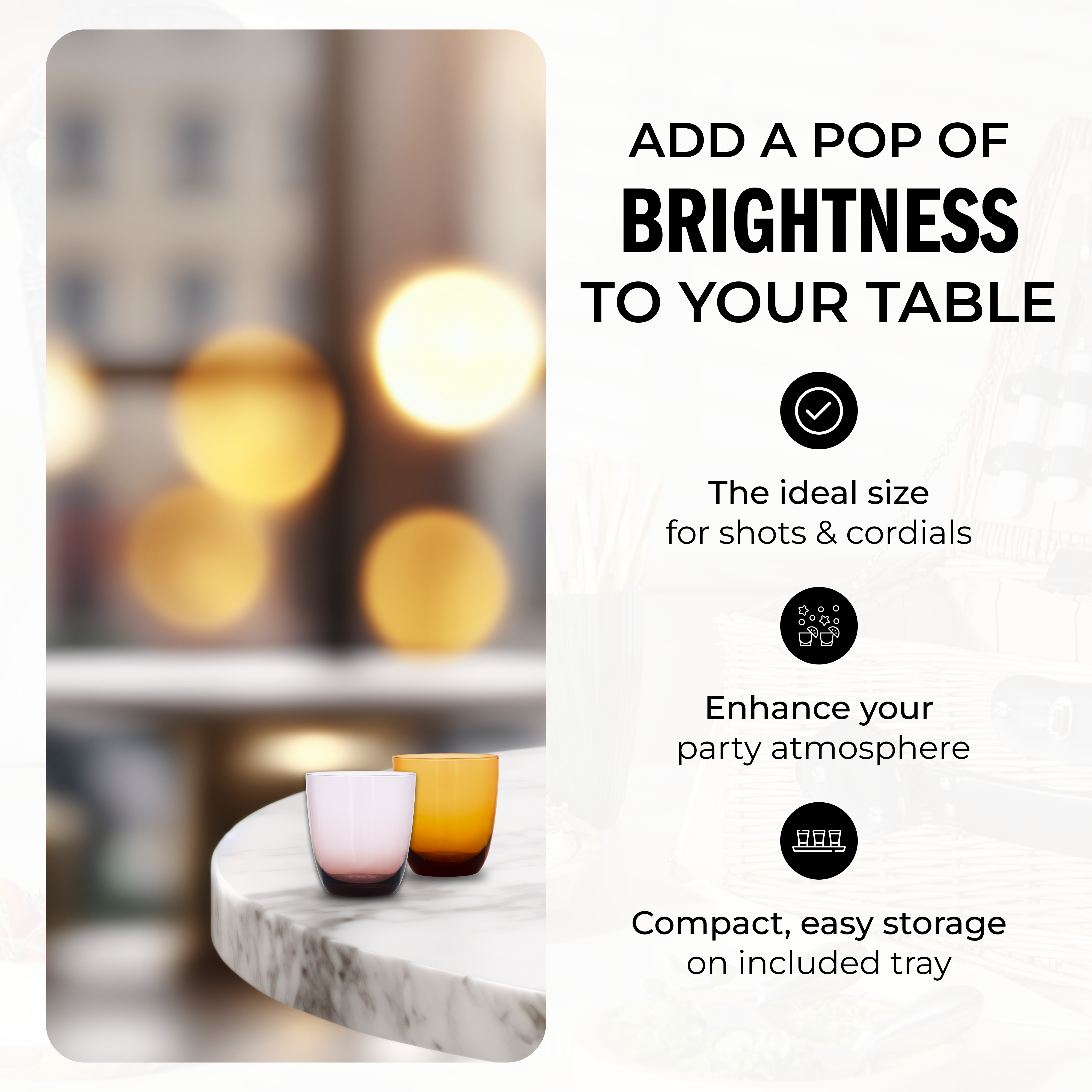 DUKA - Wholesale Shot Glass - Set of Six Colorful Shot Glasses with Tray5