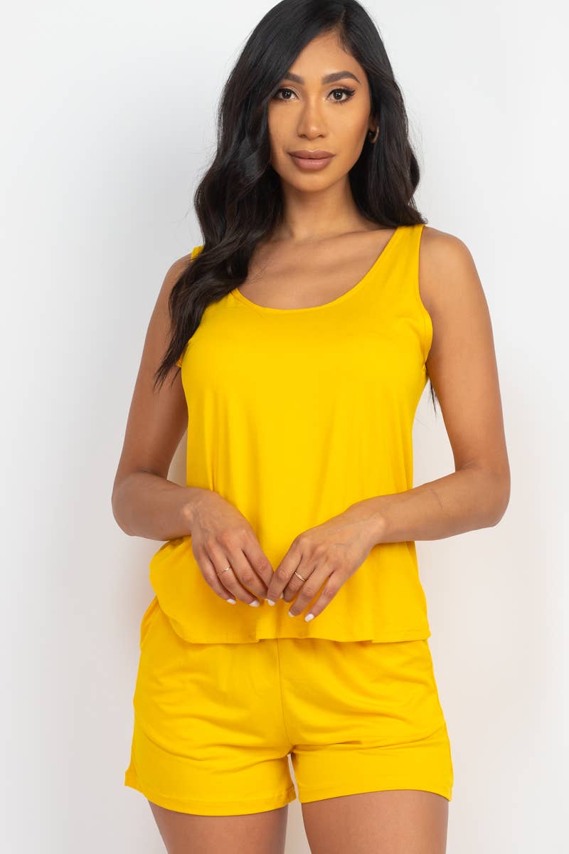 CAPELLA APPAREL – Großhandel Loungewear-Set – Damen – Bequeles Trägershirt & Shorts Set1