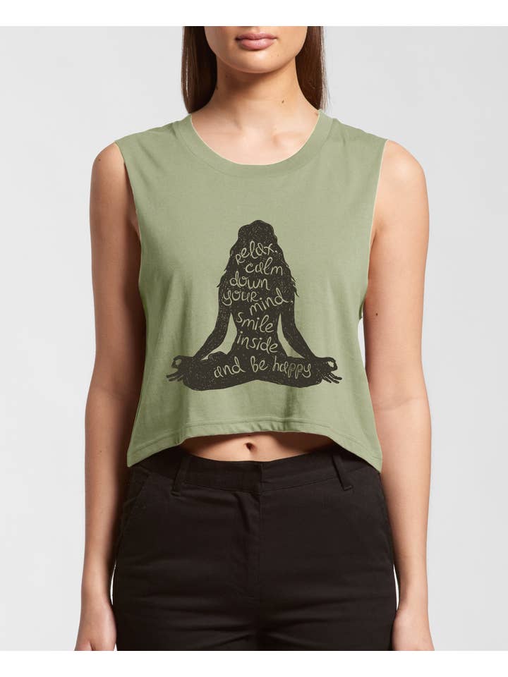 Pink Nabi - Wholesale Tank Top - Women's - Graphic crop tank top - Relax calm yoga