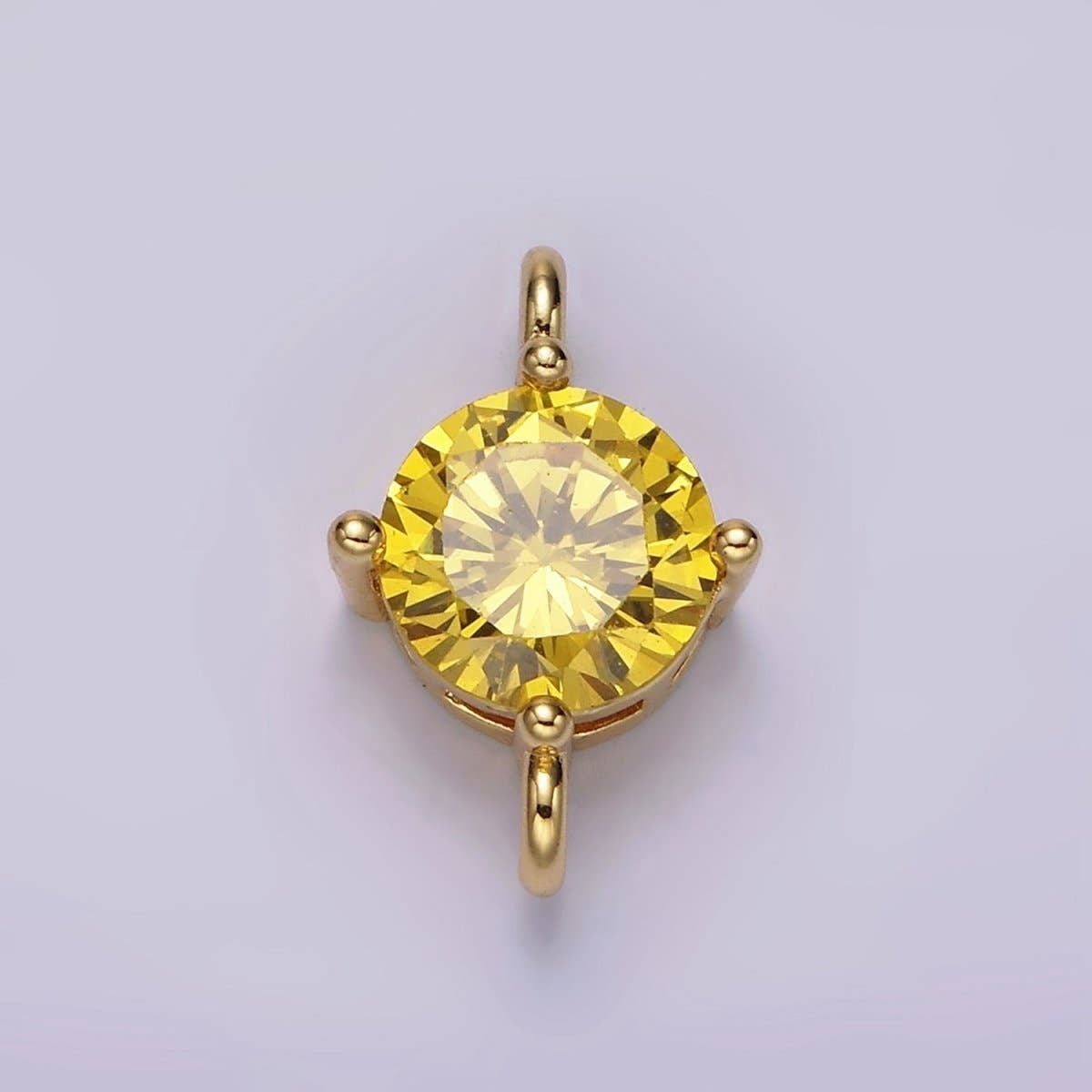 Aim Eternal - Wholesale Individual Charm/Pendant - 14K Gold Filled 10mm Round CZ Birth Month Personalized Connector | G-157 - G-16913