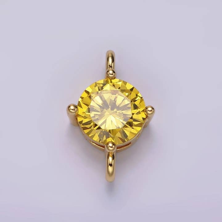 Aim Eternal - Wholesale Individual Charm/Pendant - 14K Gold Filled 10mm Round CZ Birth Month Personalized Connector | G-157 - G-16913