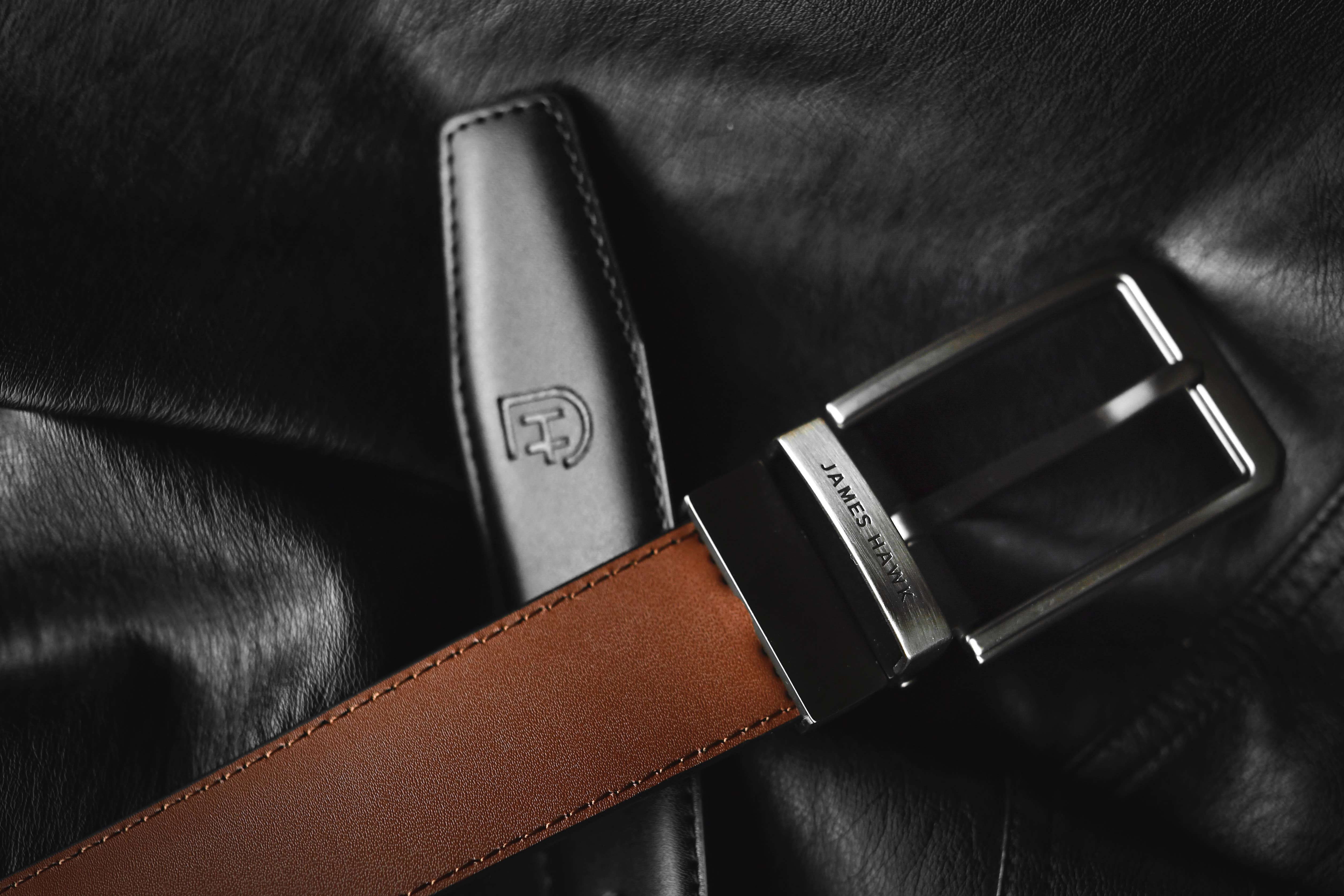 James Hawk - Venta al por mayor Cinturón - Hombre - Cinturón inteligente reversible de cuero para hombre con caja de regalo16