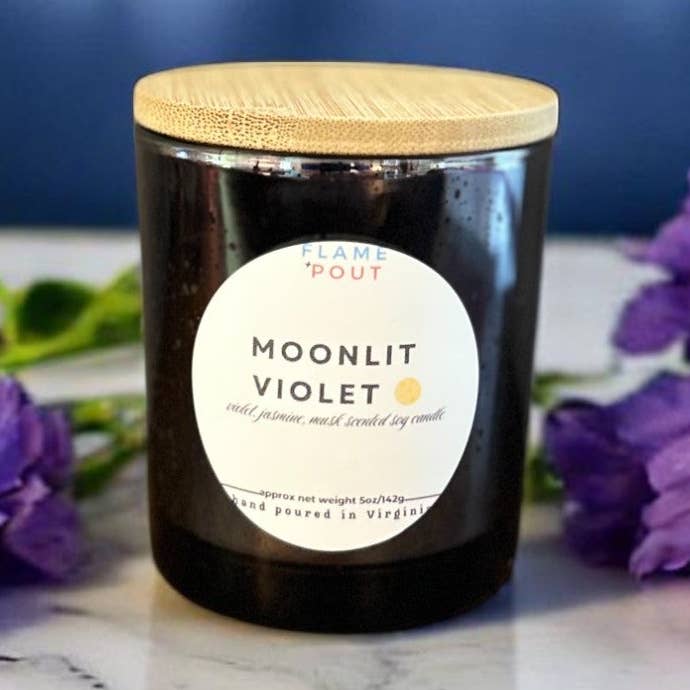 Moonlit Violet β 5oz Soy Candle ππβ¨ for wholesale by Flame + Pout