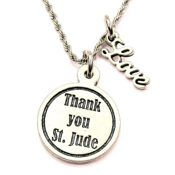 Chubby Chico Charms - Wholesale Pendant/Charm Necklace - Thank You St. Jude 20" Rope Necklace With Love Accent